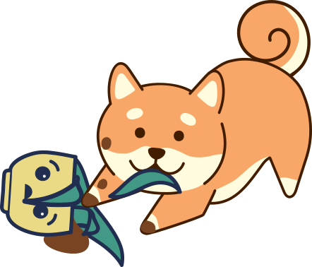 shiba inu in a gardening hat smirking, covered in dirt, and standing over a sad, knocked-over plant